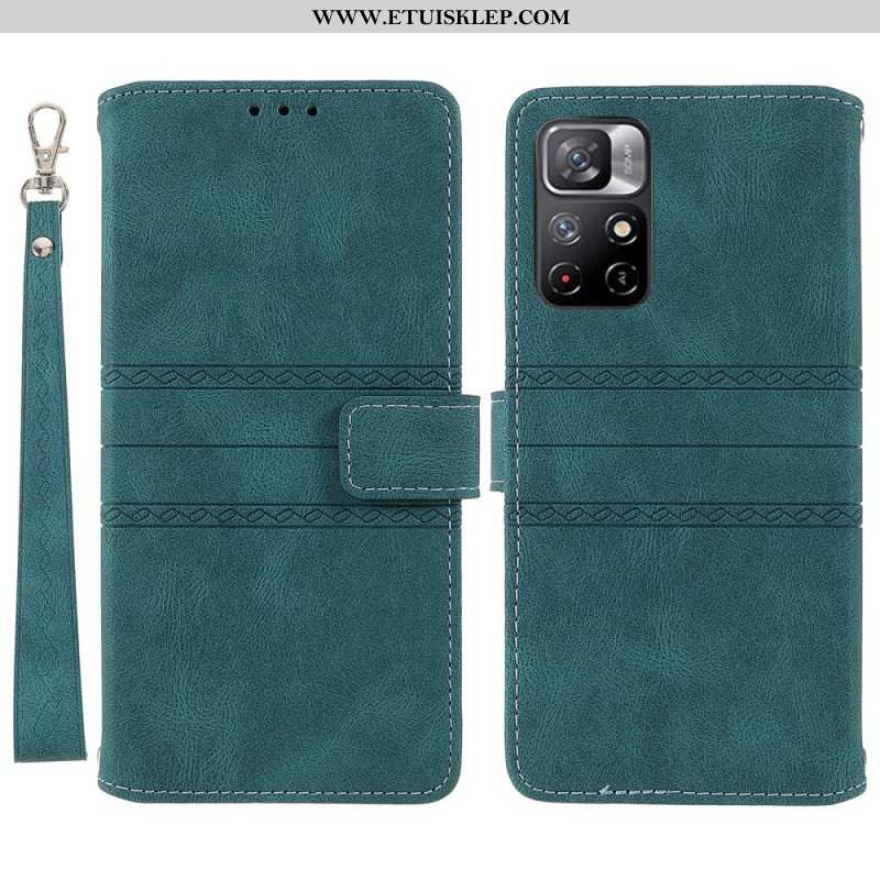 Etui Folio do Poco M4 Pro 5G Koronkowe Szwy